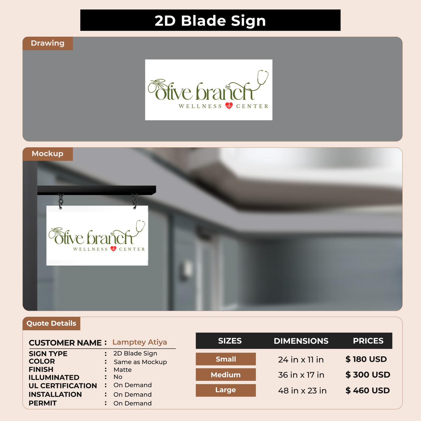 2D Blade Sign For Lamptey Atiya