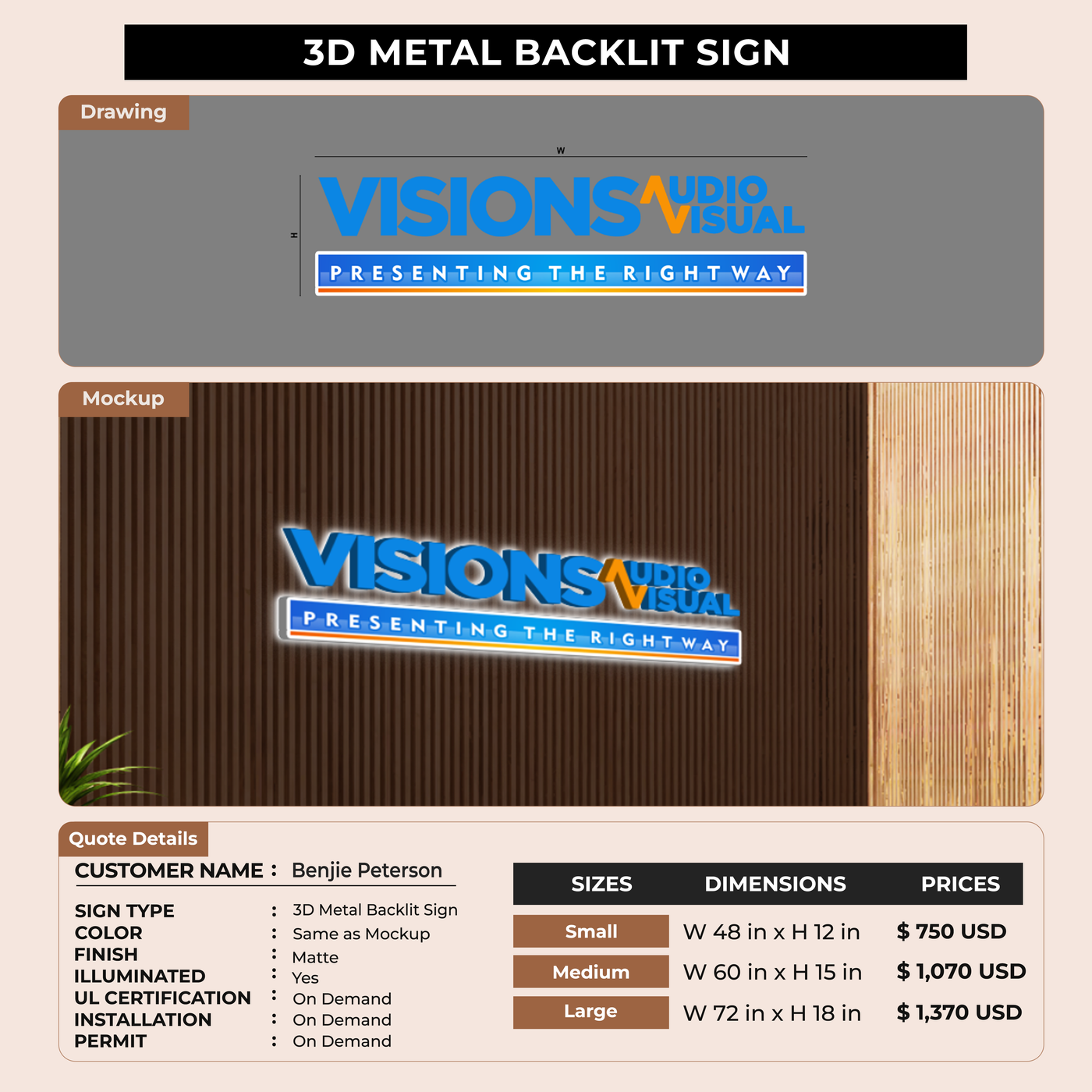 Business Signage for Benjie Peterson