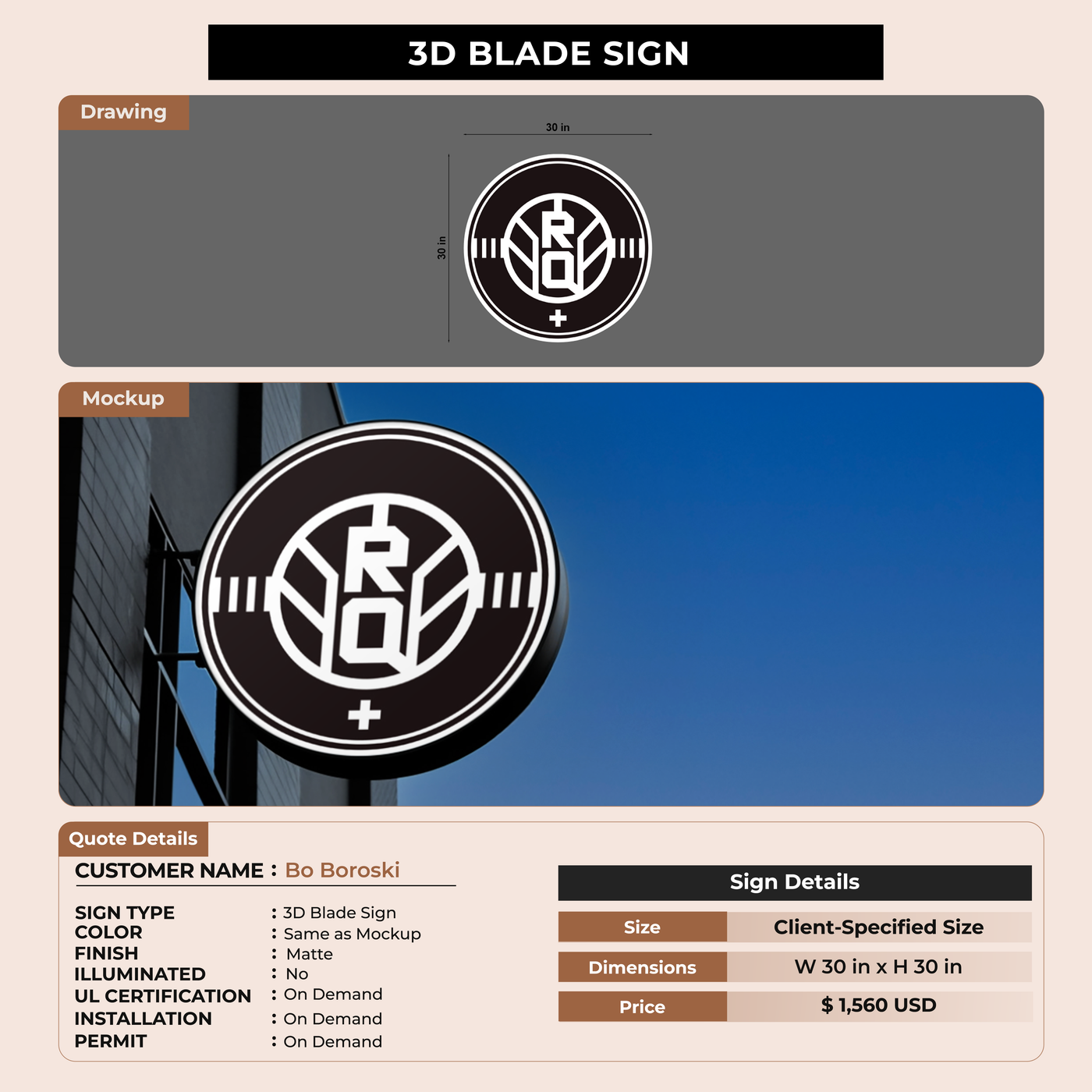3D Blade Signage for Bo Boroski
