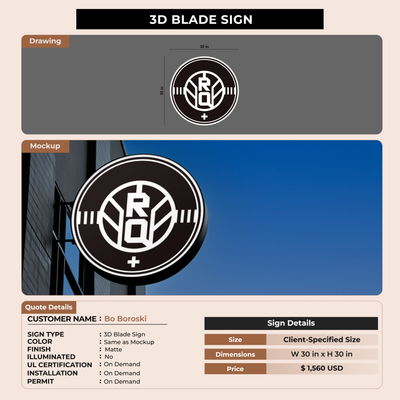 3D Blade Signage for Bo Boroski