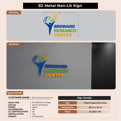 3D Metal Signs for Boris Buenaventura