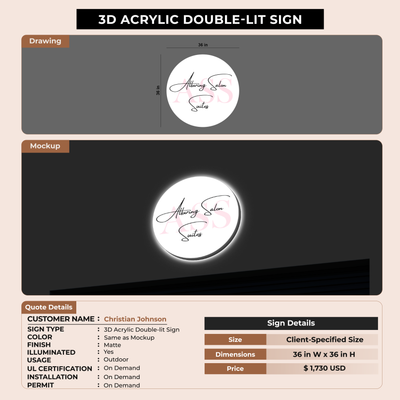 3D Acrylic Double lit Sign for Christian Johnson
