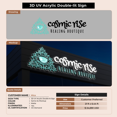 3D UV Acrylic Double-lit Sign For Mica