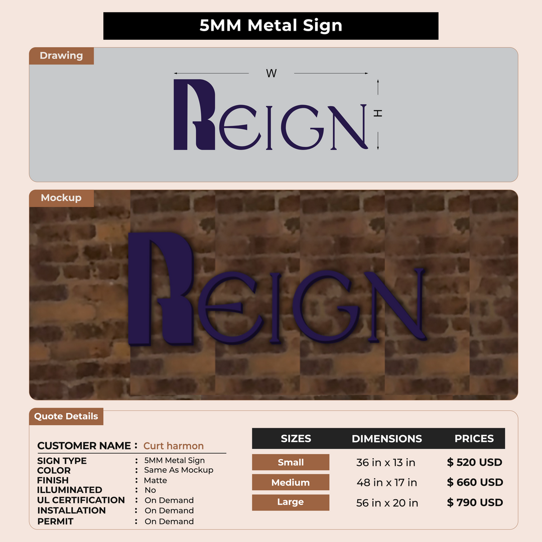 Business signage for Curt harmon