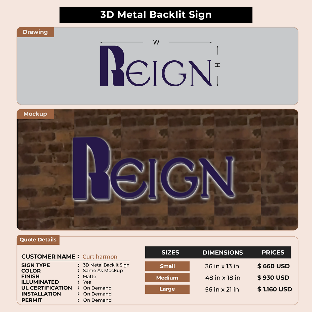 Business signage for Curt harmon