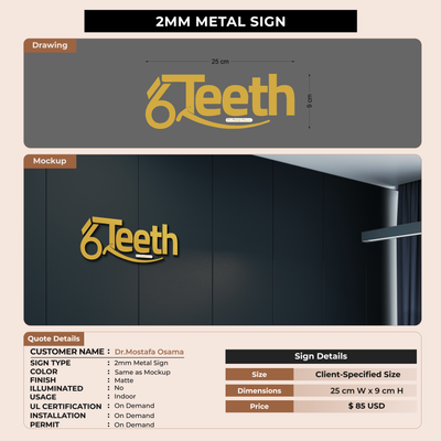 2mm metal sign for Dr.Mostafa Osama