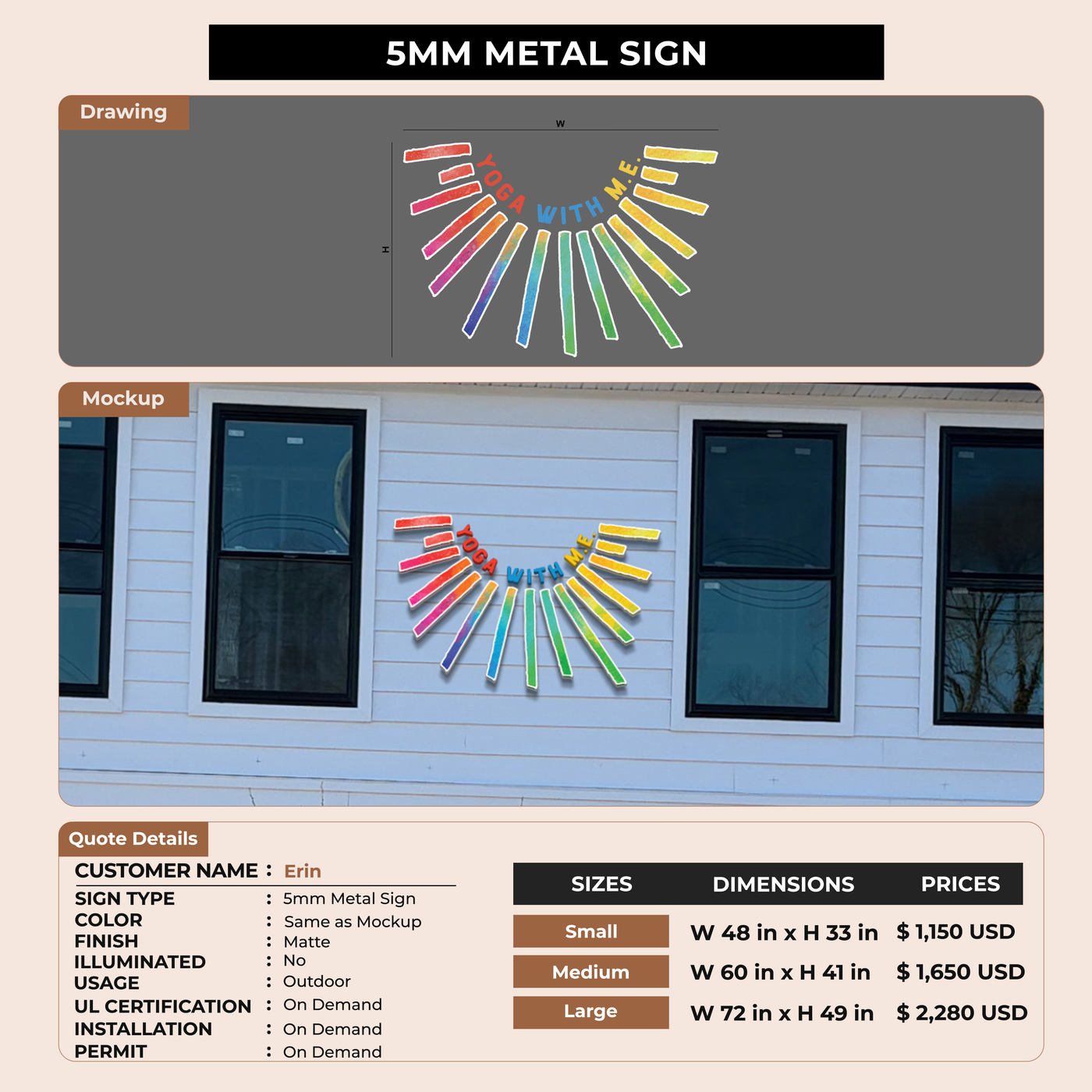 5mm MEtal Sign for Erin