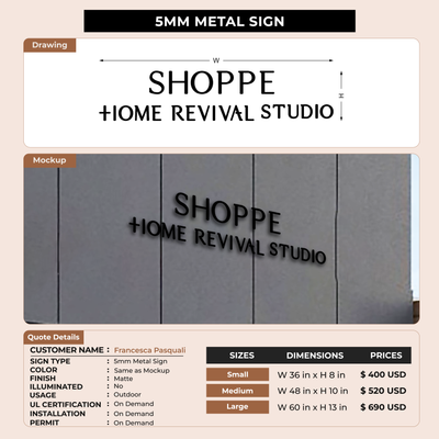 5mm Metal sign For Francesca Pasquali