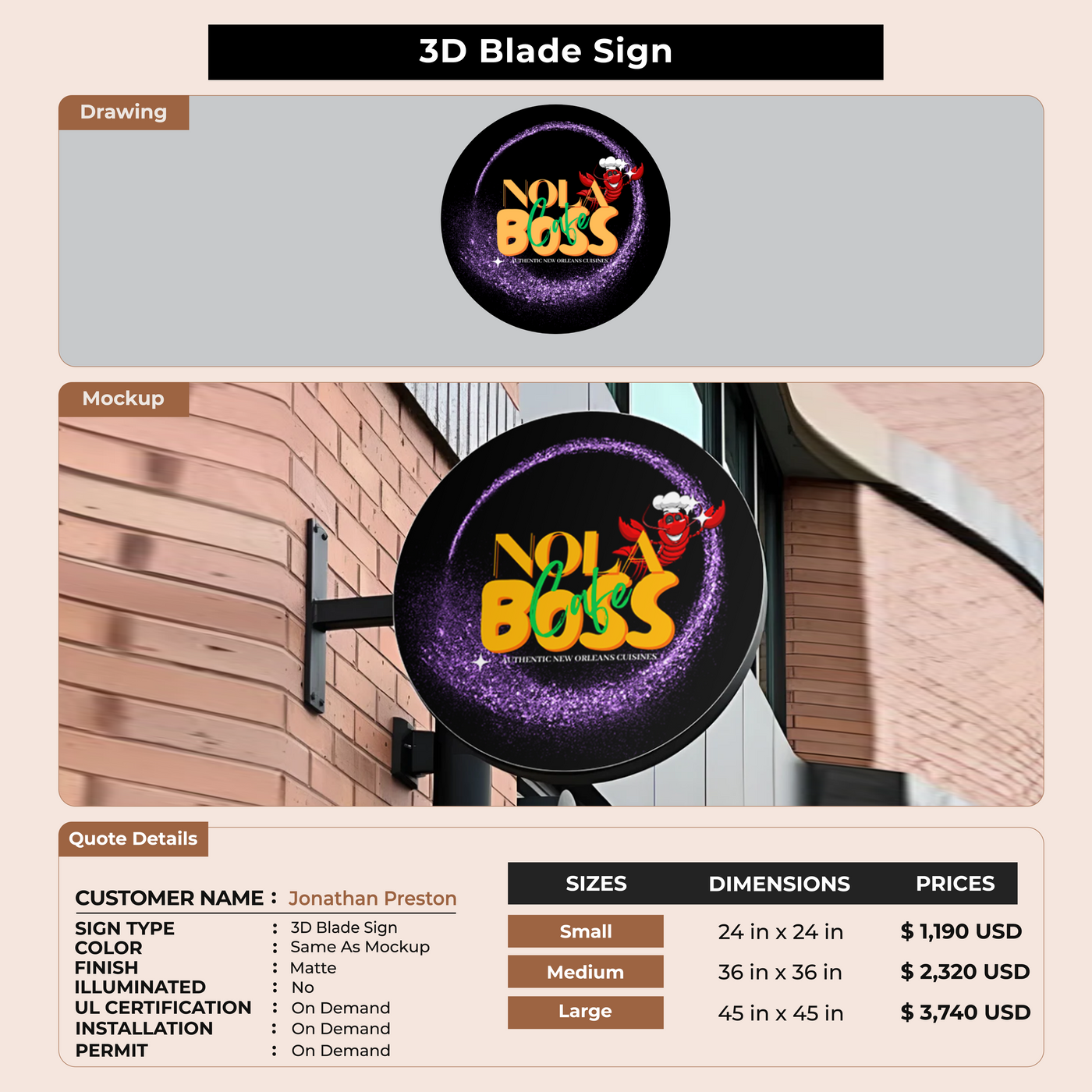 Custom Signs For Jonathan Preston