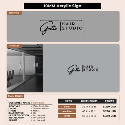 Business signage for Karly Lane