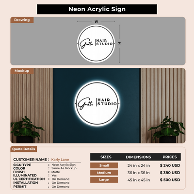 Business signage for Karly Lane