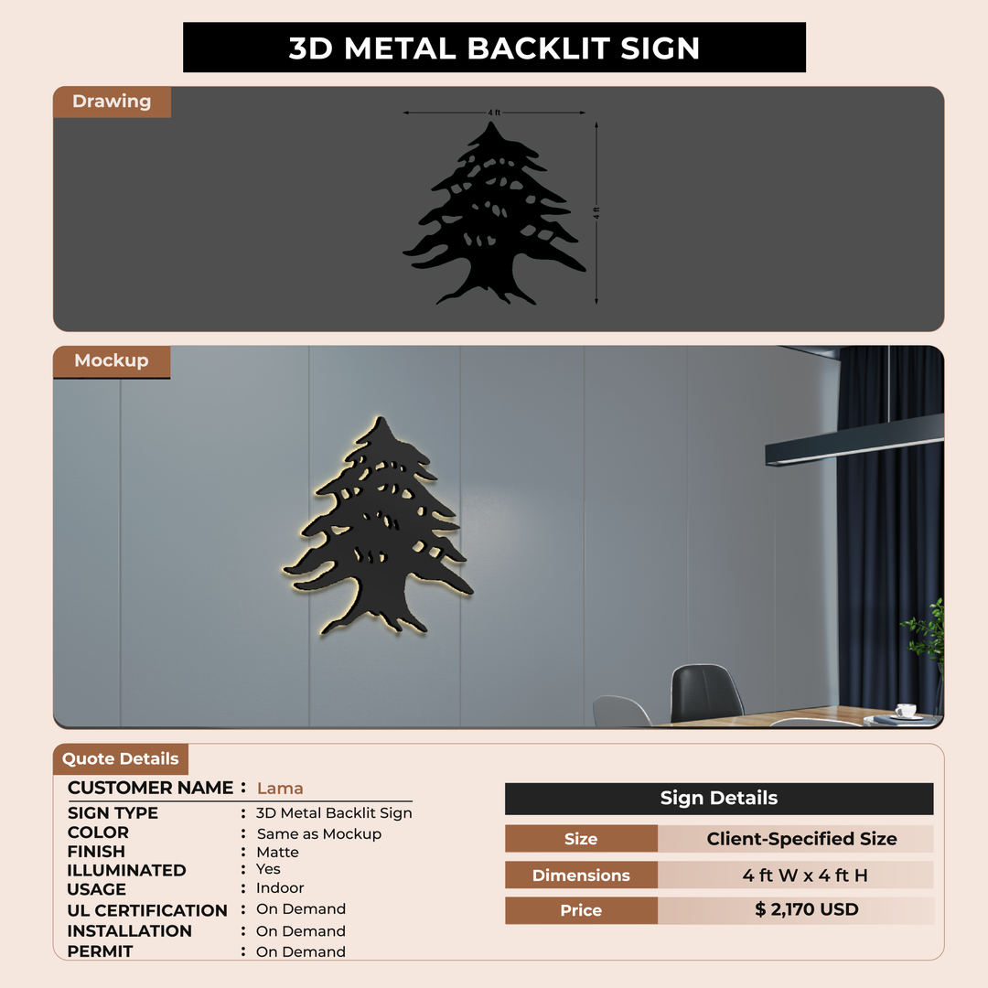 3D Metal Backlit for Lama