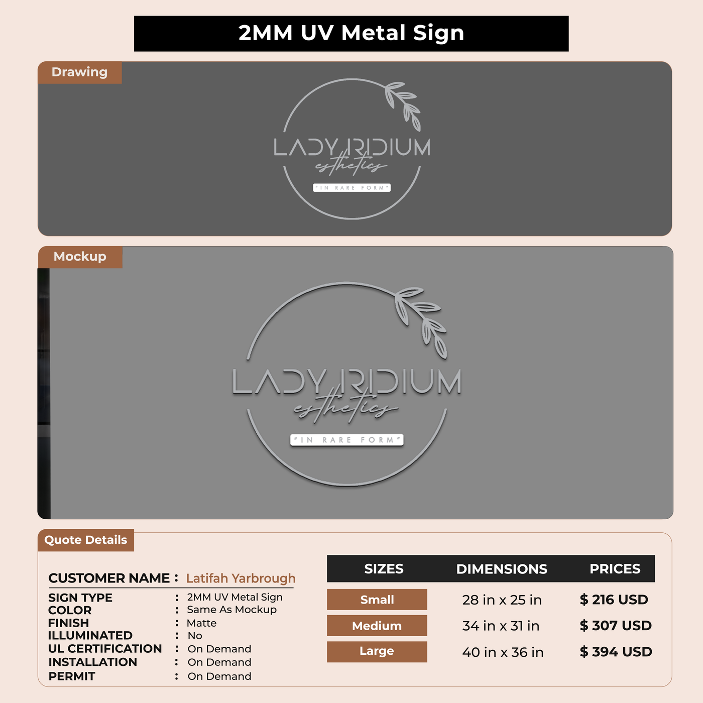 Business signage for Latifah Yarbrough