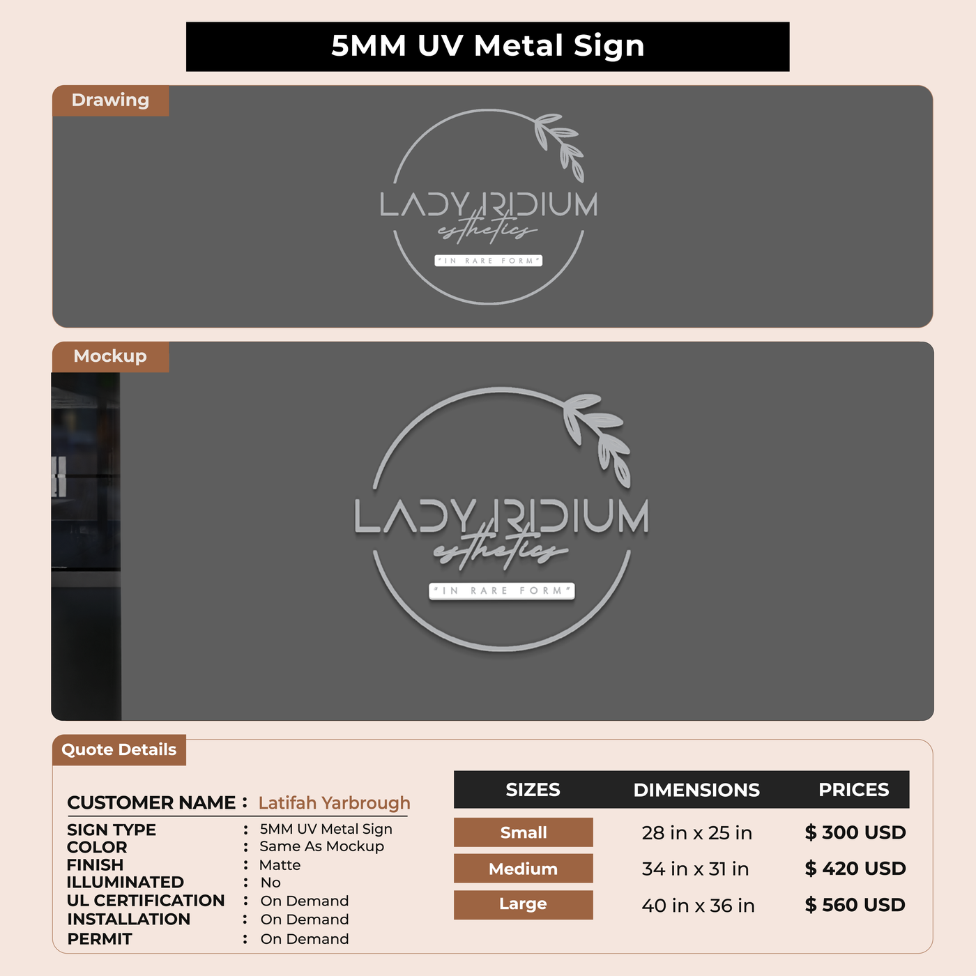 Business signage for Latifah Yarbrough