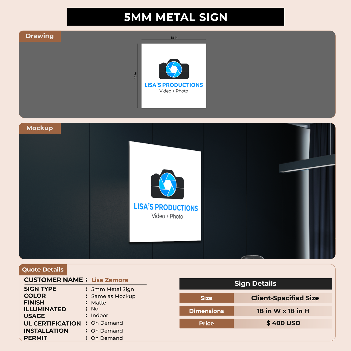 Custom Signs for Lisa Zamora