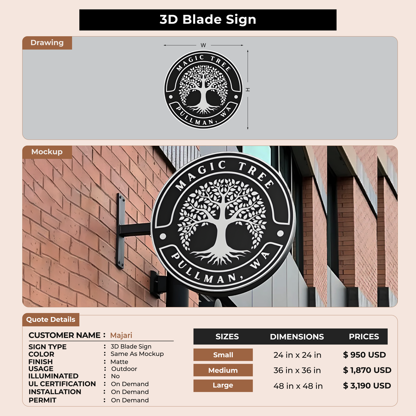 3d blade sign for Majari