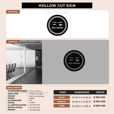 Hollow Cut Sign For Mery Falcón