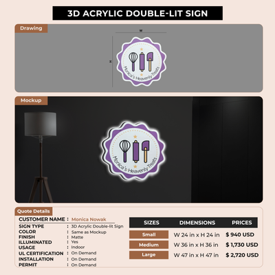 3D Acrylic Double-Lit Sign for Monica Nowak