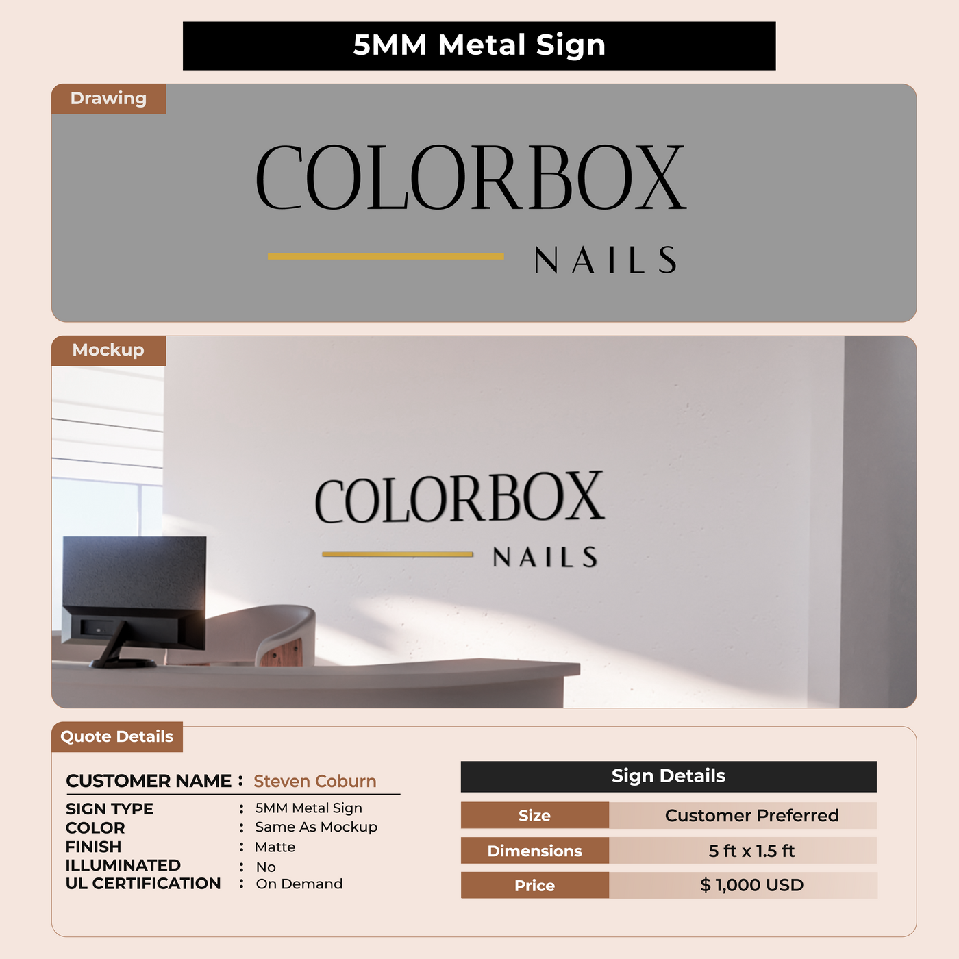 5MM Metal Sign For Steven Coburn