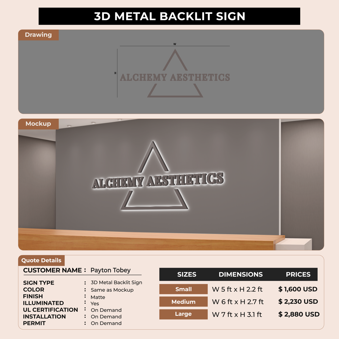 Business Signage for Payton Tobey