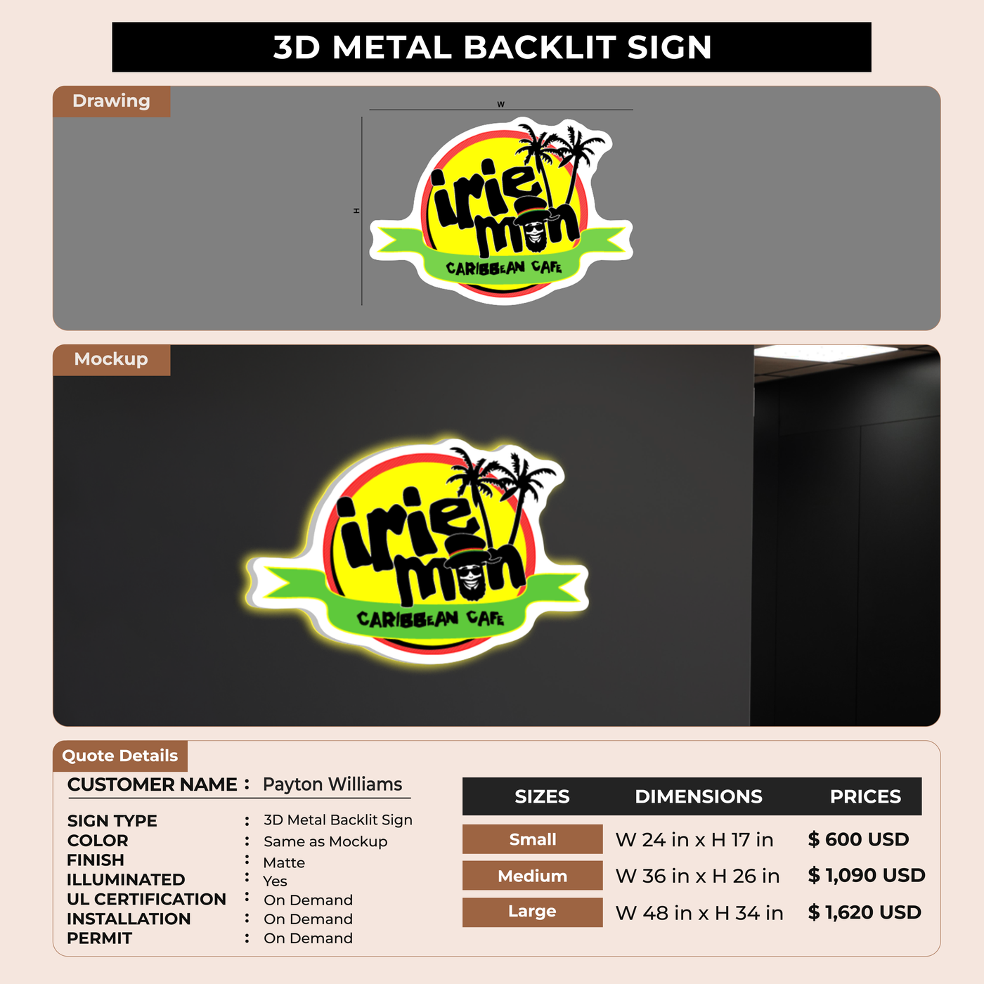 Business Signage for Payton Williams
