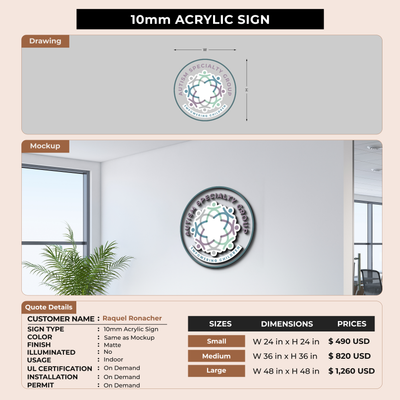 Business signage for Raquel Ronacher