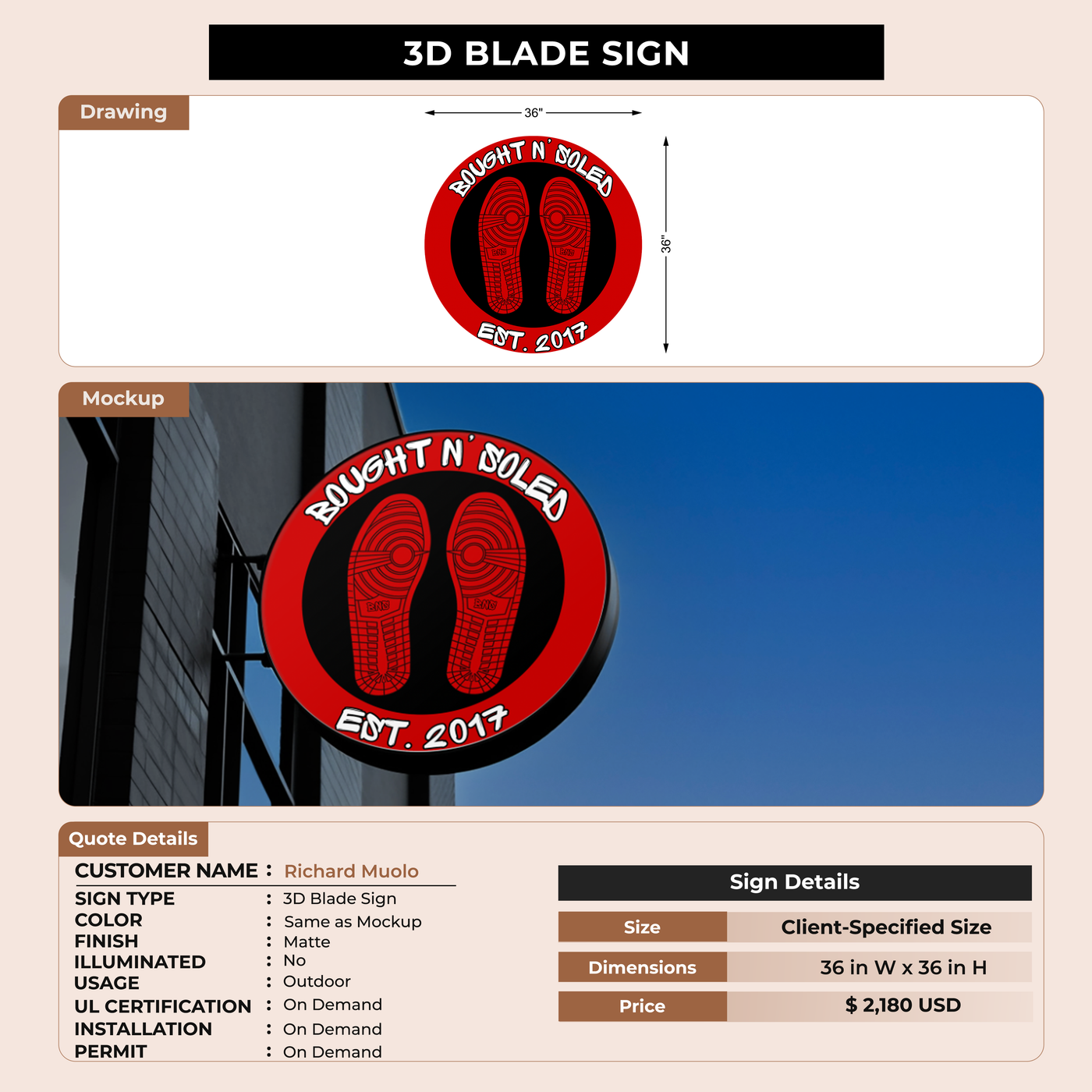 3D Blade Sign for Richard Muolo
