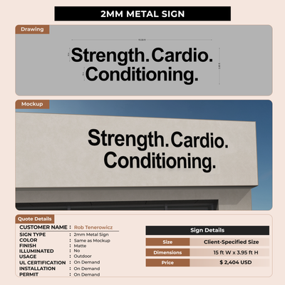 2MM Metal Sign For Rob Tenerowicz