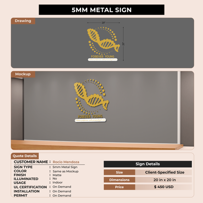 5MM Metal Sign For Rocio Mendoza