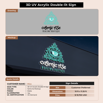3D UV Acrylic Double-lit Sign For Mica