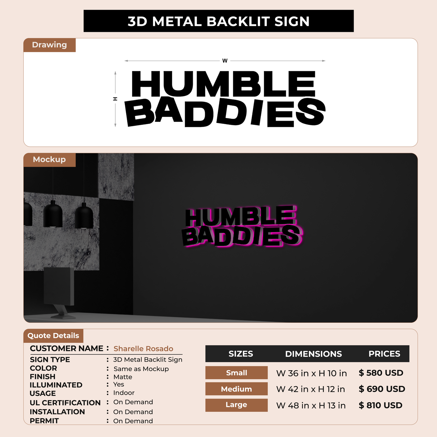 Custom signs for Sharelle Rosado