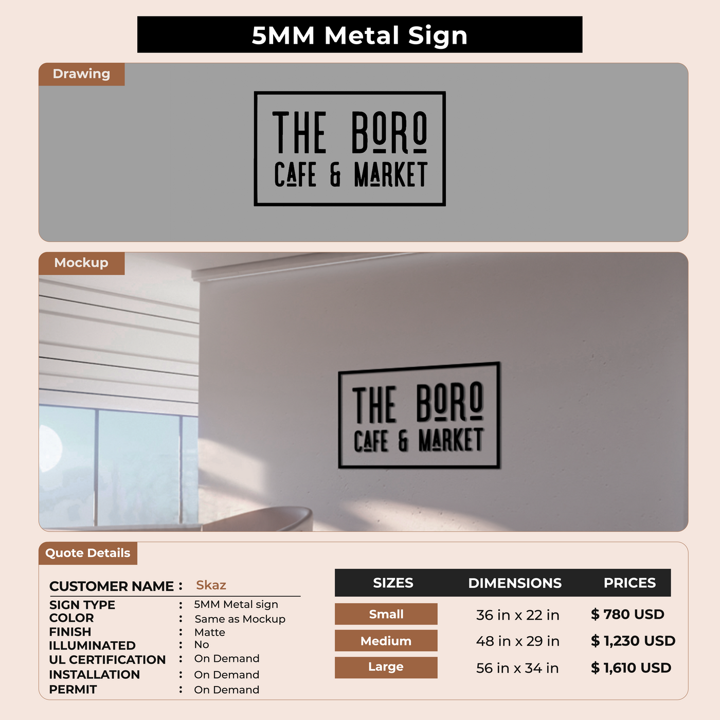 5MM Metal Sign for Skaz