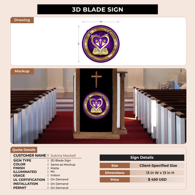3D Blade sign for Sukina Mackall