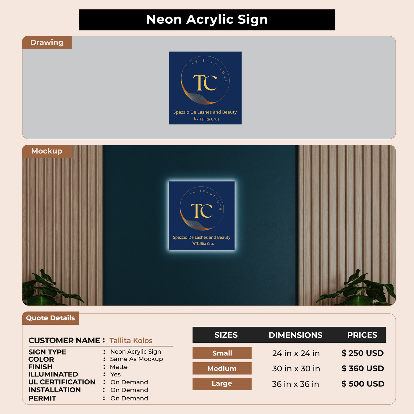 Business signage for Tallita Kolos