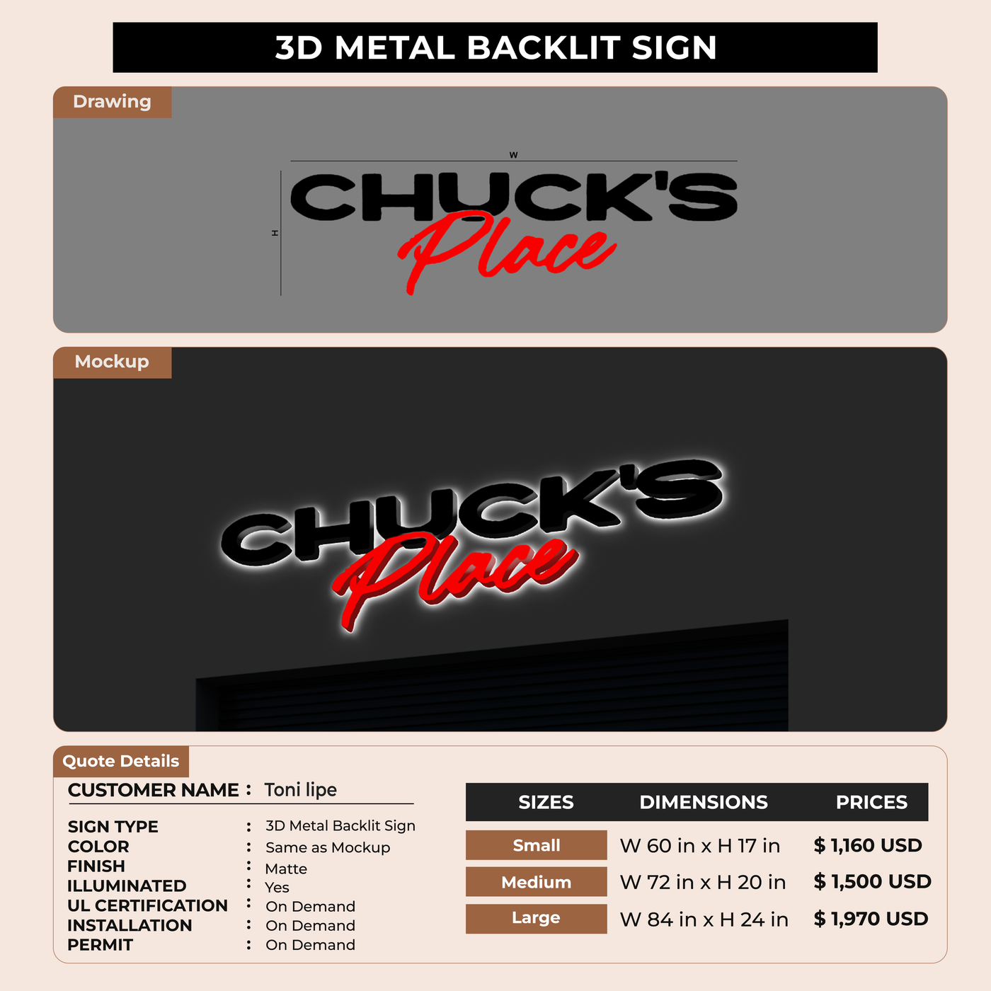 Business Signage for Toni lipe