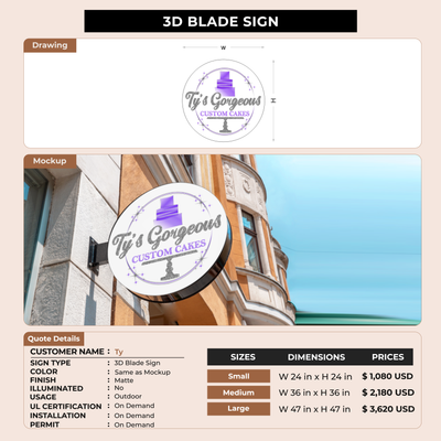 3D Blade sign for Ty