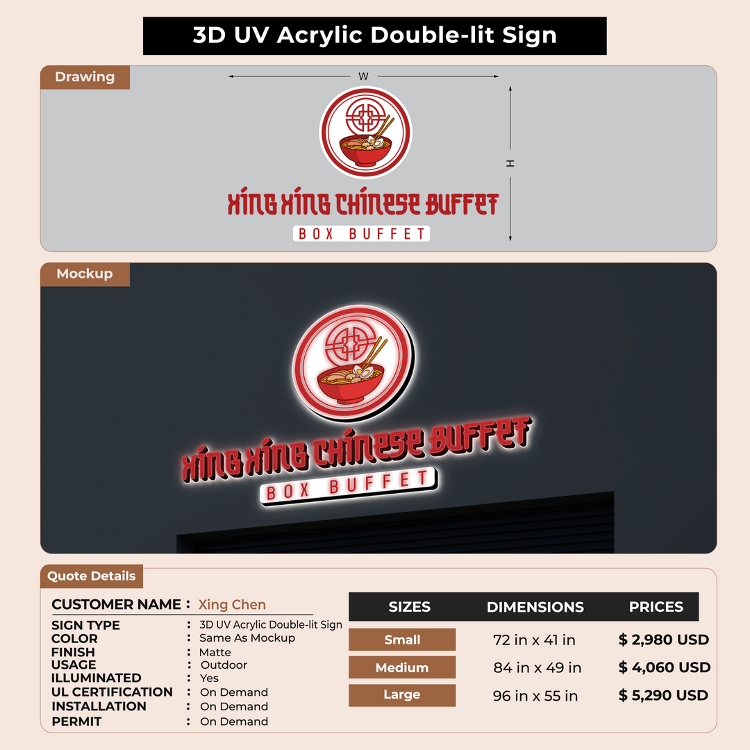 3d UV acrylic doublelit for Xing Chen