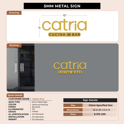 5mm Metal sign for Yajaira Ruiz