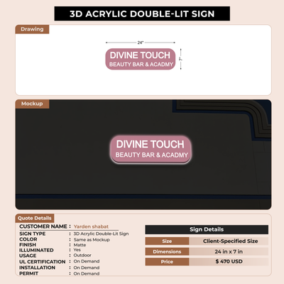 3D Acrylic Double-lit Sign For Yarden shabat