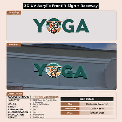 3D UV Acrylic Front-lit Sign + Raceway For Tekeisha Zimmerma