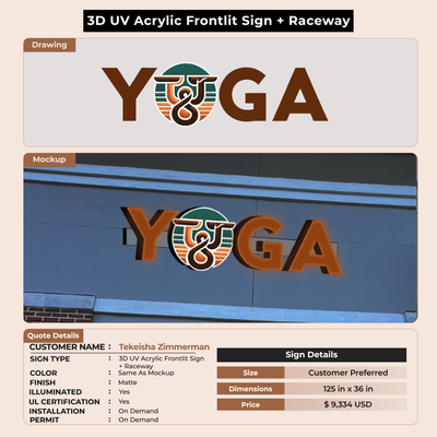 3D UV Acrylic Front-lit Sign + Raceway For Tekeisha Zimmerma