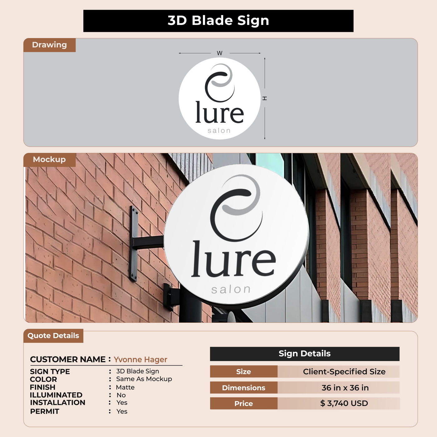 Business signage for Yvonne Hager