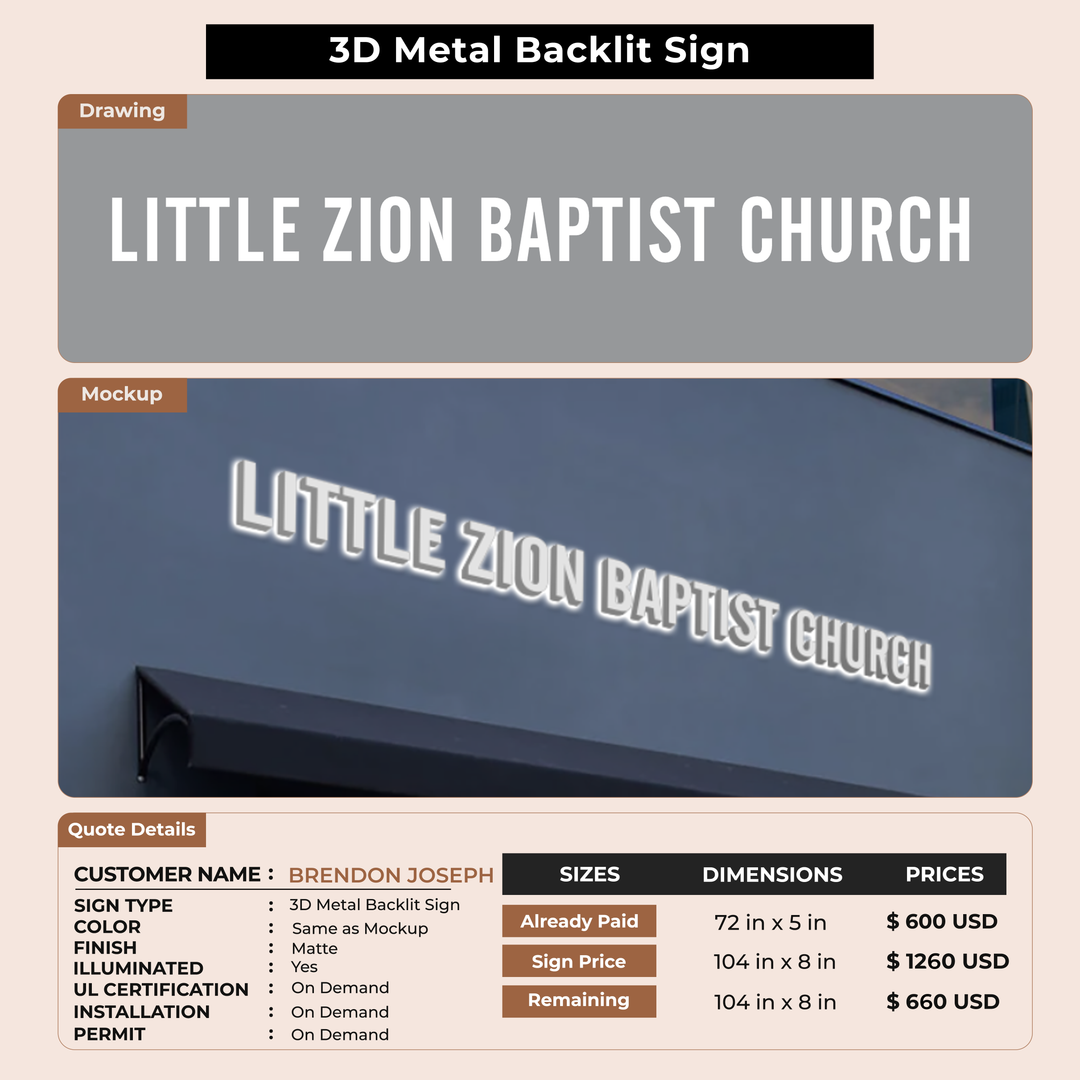 3D Metal Back-lit Sign For BRENDON JOSEPH