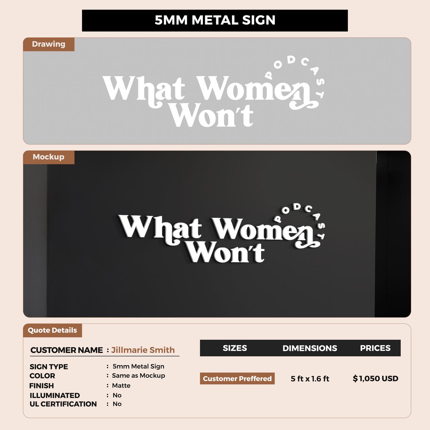 3d metal backlit for Jillmarie Smith