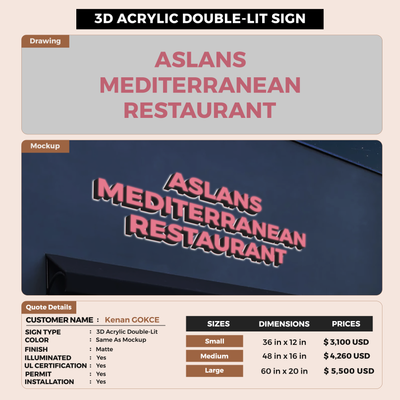 Business signage for Kenan GOKCE