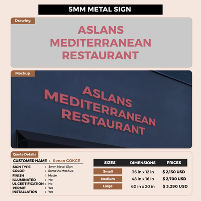 Business signage for Kenan GOKCE