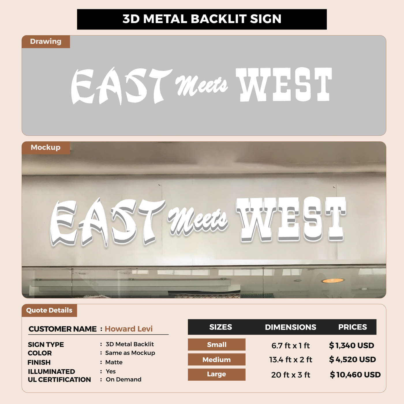 Business signage for Howard Levi