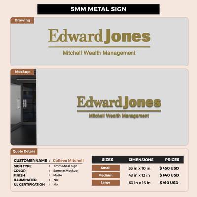 5MM Metal Sign for Colleen Mitchell