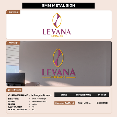 Business signage for Milangela Boscan