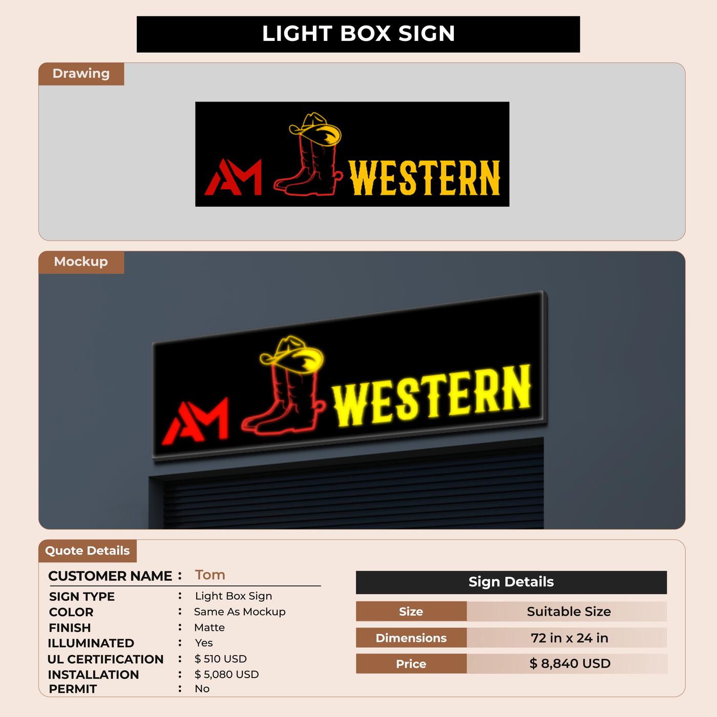 Custom Signs for Tom